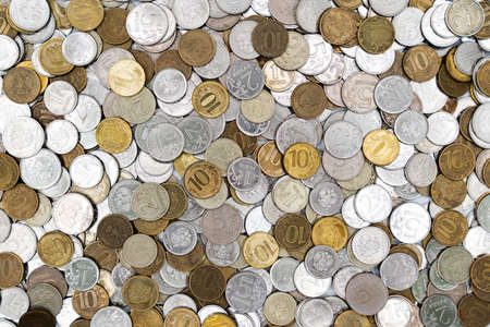 Russian coins, rubles. Background and texture of Russian money. high quality photoの写真素材