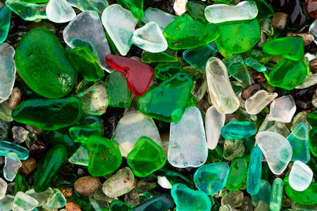 Glass Bay in Vladivostok. Sea-polished colored glass on the beach. Background, texture. high quality photoの写真素材