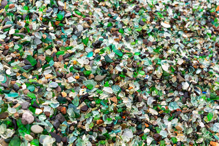Glass Bay in Vladivostok. Sea-polished colored glass on the beach. Background, texture. high quality photoの写真素材