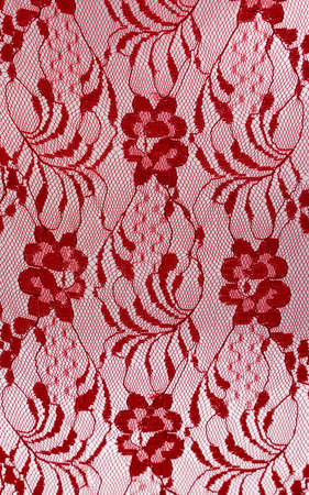 Vertical seamless red lace on a white background.の写真素材