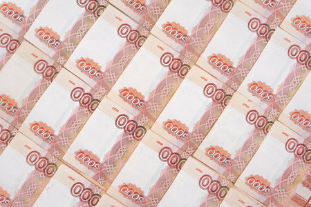 Russian money with a face value of five thousand rubles. Background from Russian money. high quality photoの写真素材