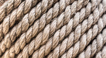 Close-up of an old frayed boat rope as a nautical backgrounds. high quality photoの写真素材