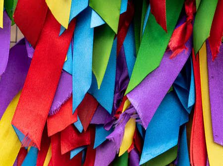 Background texture of a bright and colorful background from colored ribbons. high quality photoの素材 [FY310184786630]