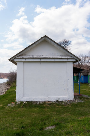 White cottage or country house. Place for an inscriptionの写真素材