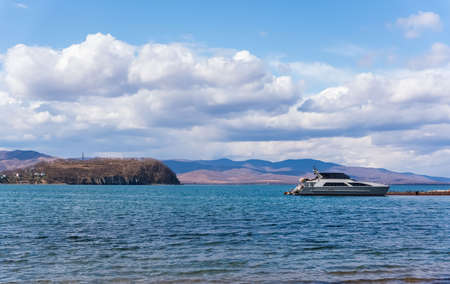 Boat speed boat on the sea with sky natural beauty. high quality photo