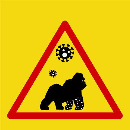 Monkeypox virus or monkeypox. Stop virus belongs to the genus Orthopoxvirus of the Poxviridae family. infection. Monkey face. Vector monkeypox symbol or icon.のイラスト素材
