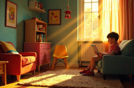 children play in the childrens room in the sun, kindergartenの素材