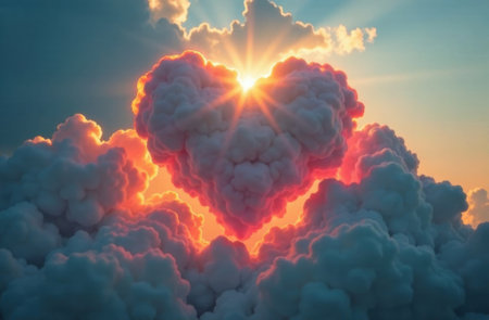 cloud heart, love concept, valentines dayの素材