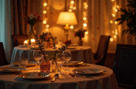 romantic dinner by candlelight, concept love, romance, valentines dayの素材