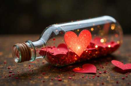 Love letter in a bottle, love concept, valentines dayの素材