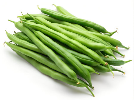 Fresh green beans on a white background. Isolated.の素材