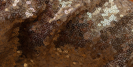 Horizontal shiny wavy shot texture for wallpaper.Textile texture with gold and bronze...