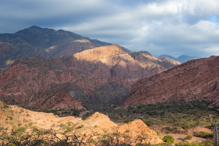 Winter Adventure tourism. Background for tourism promotion.Wallpaper.Landscape of Salta. .Copy space.Real pictureの写真素材