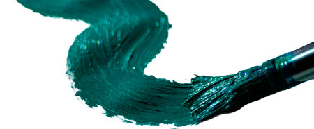 A blue-green brushstroke against clear backdrop. Ideal for graphic resources for artwork. Horizontal teal background with space for textの写真素材