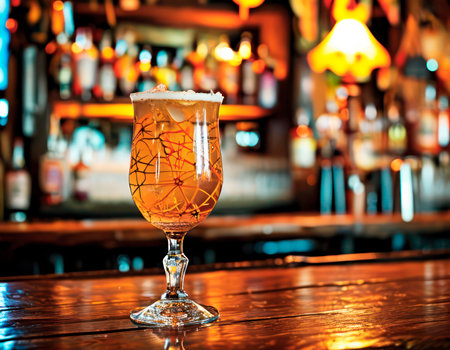 Stylish drinks surrounded by spooky decorations, ideal for marketing campaigns and holiday events.の素材