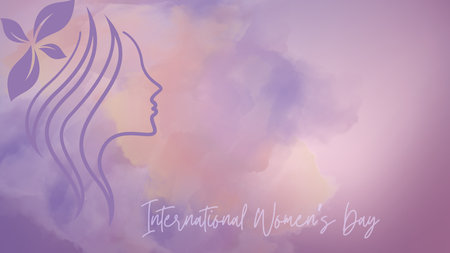 International womens day illustration creating awareness for female empowerment, diversity, and inclusion with a profile silhouette of a woman and watercolor textureの写真素材