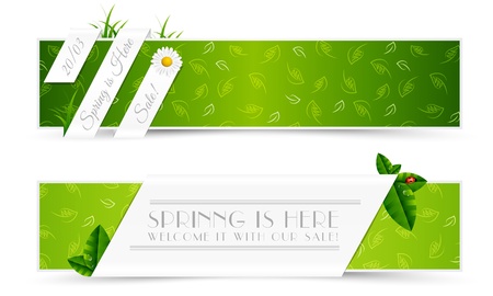 Set of Natural Spring Bannersのイラスト素材