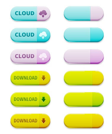 Set of colorful download and cloud computing buttonsのイラスト素材