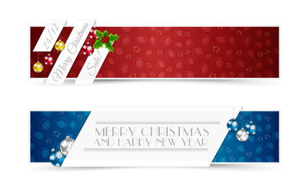 Set of Christmas Banners with Decorative Elementsのイラスト素材