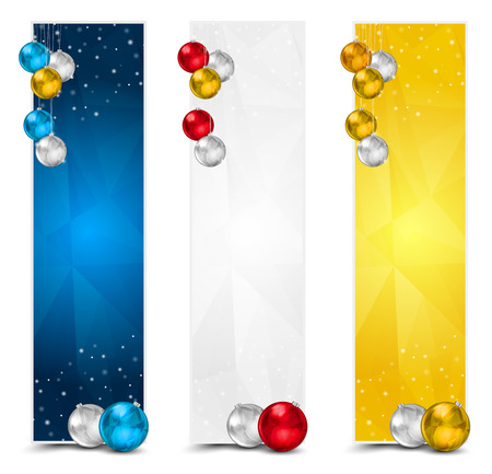 Set of Colorful Vertical Polygon Christmas Bannersのイラスト素材