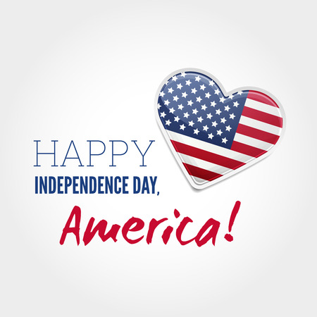 American Independence Day Sign with Heart Shaped Flagのイラスト素材