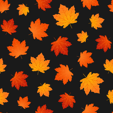 Maple leaves seamless pattern. Bright, colorful nature fall leaf vector illustrationのイラスト素材