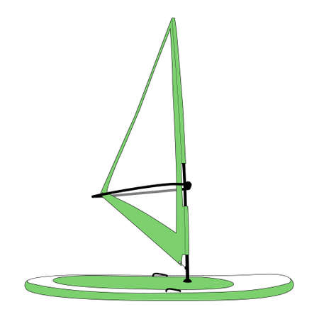 Windsurfind board isolated on white background flat vector illustration. Summer sport activity. Sup board with sailのイラスト素材