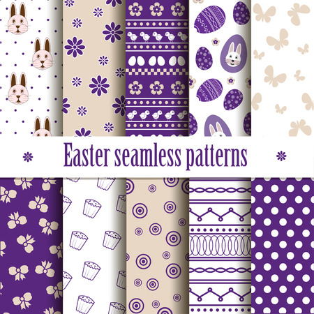 10 seamless easter patterns.のイラスト素材