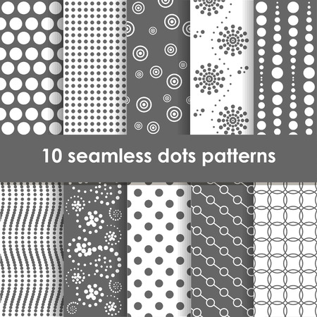 Set of grey and white seamless patterns with dots.のイラスト素材
