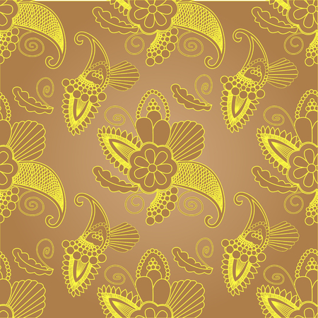 Beautiful vintage golden-brown ornament can be used as a greeting cardのイラスト素材