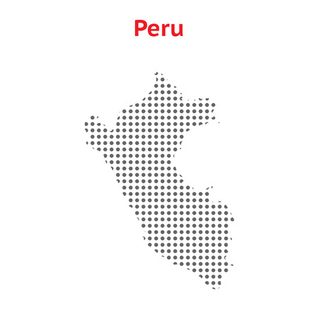 Gray vector map Peru. Map made from dots isolated on white background. Illustration with an inscription Peru.のイラスト素材