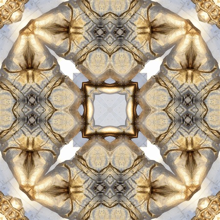Abstract seamless background, kaleidoscope tile pattern in gold colors