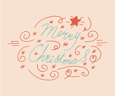Merry Christmas lettering, handmade calligraphy, holiday season concept.のイラスト素材