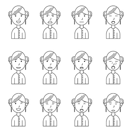 Girl face expressions, set collectionのイラスト素材
