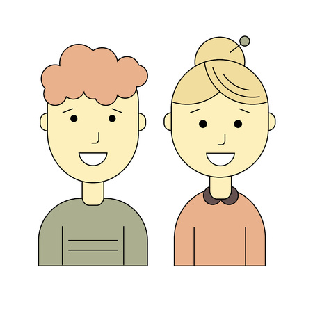 Male and female flat icons. Vector illustration of couple.のイラスト素材