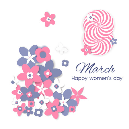 8 March international women s day background. Greeting card template. Vector illustration.のイラスト素材