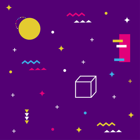 Memphis pattern of geometric shapes for tissue and postcards. Hipster poster, juicy, bright color...
