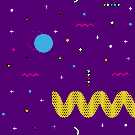 Memphis pattern of geometric shapes for tissue and postcards. Hipster poster, juicy, bright color background.のイラスト素材