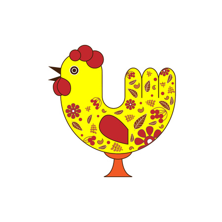 Beautiful rooster for design in the Russian style. Vector.のイラスト素材
