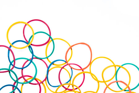 Writing elastic bands on a white backgroundの写真素材