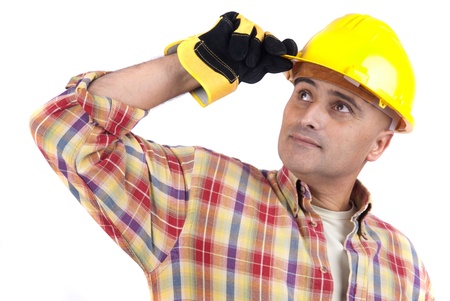 constructor man isolated in white