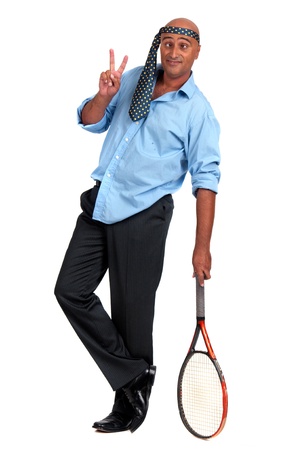 business man playing tennisの写真素材