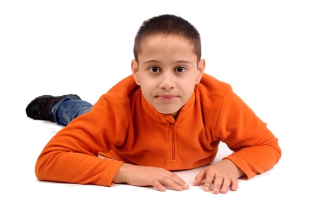 little boy isolated in whiteの写真素材