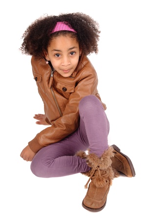 little girl isolated in whiteの写真素材