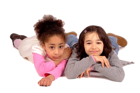 little kids isolated in whiteの写真素材