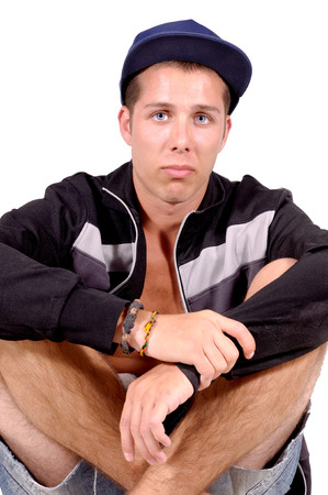 young man isolated in whiteの写真素材