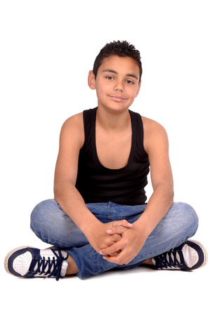 little boy isolated in whiteの写真素材