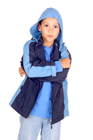 little boy isolated in whiteの写真素材