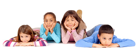 little kids isolated in whiteの写真素材