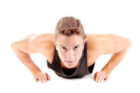 young bodybuilder isolated in white background